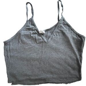 Destined ribbed‎ grey spaghetti straps stretchy juniors crop cami 2XL